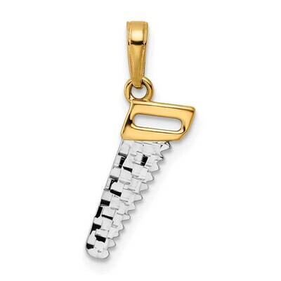 Saw Pendant 14k Gold and White Rhodium Diamond-Cut M3019, MPN: M3019,