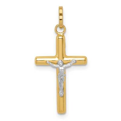 Polished Hollow Crucifix Charm 14k Gold Rhodium YC1350, MPN: YC1350, 886774079738