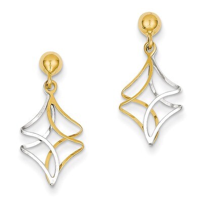 Post Dangle Earrings 14k Two-Tone Gold TL971, MPN: TL971, 869944808406