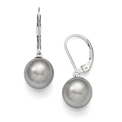 10-11Mm Round Grey Shell Bead Leverback Earring Sterling Silver QMJEL10G, MPN: QMJEL10G, 8867742939…