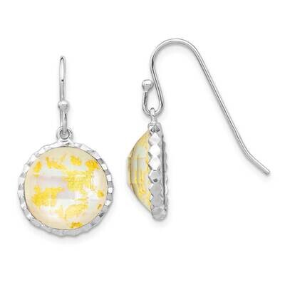 Round Mother Of Pearl Dangle Earrings Sterling Silver Rhodium-plated QE14279, MPN: QE14279, 8839578…