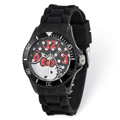 Hello Kitty Black Dial Black Silicone Strap Watch XWA4654