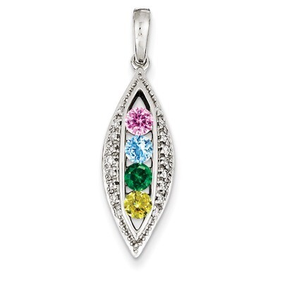 4 Birthstones Family Jewelry Diamond Semi-Set Pendant 14k White Gold XMPW32/4, MPN: XMPW32/4, 88395…