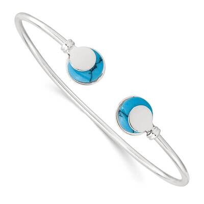 Reconstituted Turquoise Flexible Cuff Bangle Sterling Silver Polished QB1382, MPN: QB1382, 19690415…