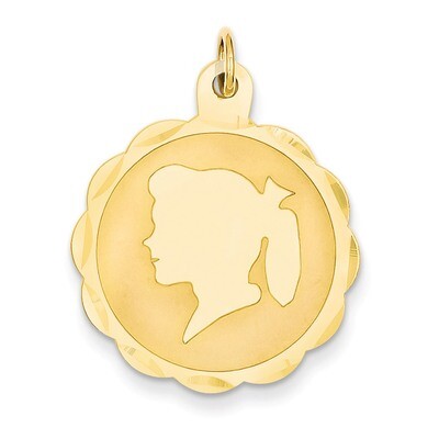 Girl Head on .011 Gauge Engravable Scalloped Disc Charm 14k Gold XM86/11, MPN: XM86/11, 883957474069