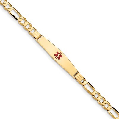 8 Inch Medical Soft Diamond Shape Red Enamel Figaro ID Bracelet 14k Gold XM573CC-8, MPN: XM573CC-8,…