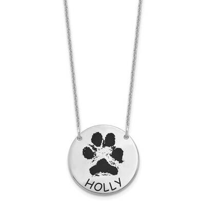 Small Epoxied Paw Print Necklace 14k White Gold XNA1079W, MPN: XNA1079W, 191101994975