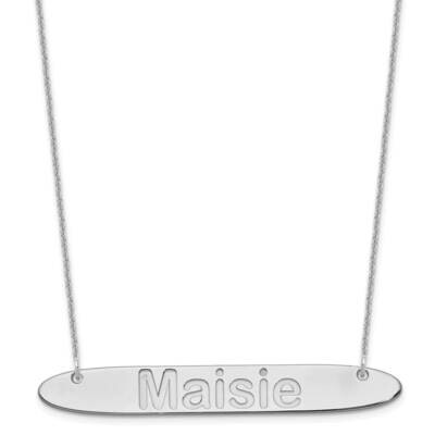Polished Oblong Arial Rounded Bar Necklace 10k White Gold Large 10XNA1243W, MPN: 10XNA1243W,