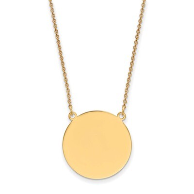 18 Inch 0.027 Gauge Circular Engravable Disc 18 Necklace 14k Gold Plain XM626/27-18, MPN: XM626/27-…