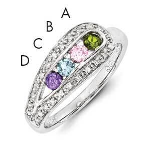 Family Jewelry Synthetic Stone &amp; Diamond Set Ring 14k White Gold XMRW29/4SY, MPN: XMRW29_4--6, 8839…