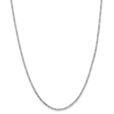 2.25mm Flat Figaro Chain 22 Inch 14k White Gold WFIG060-22, MPN: WFIG060-22, 883957171661