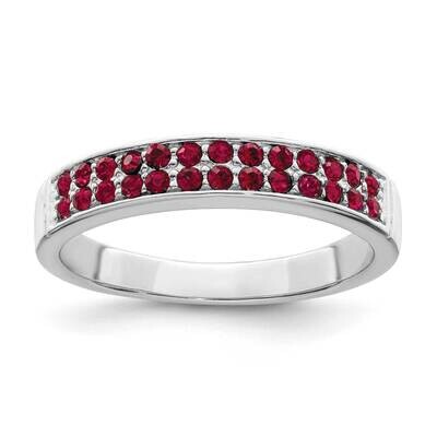 Red Crystal Ring Sterling Silver Rhodium-Plated Polished QR7351, MPN: QR7351,