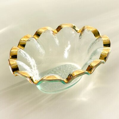 Annieglass Ruffle Gold Dip Bowl 8 1/4 x 6 1/2 Inch, MPN: G212, UPC: