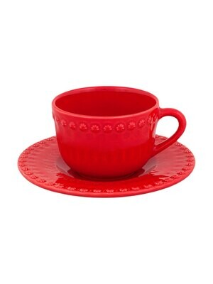 Bordallo Pinheiro Pinheiro Fantasy Tea Cup and Saucer Red 65019148, MPN: 65019148, 5600876076106