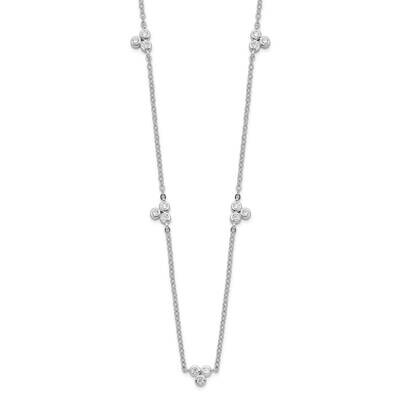 Polished CZ 5 Stations Necklace Sterling Silver Rhodium-Plated QG6009-18, MPN: QG6009-18, 196904162…