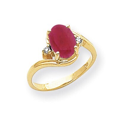 Created Ruby Diamond Ring 14k Gold 8x6mm Oval Y2245CR/A, MPN: Y2245CR/A, 883957616186