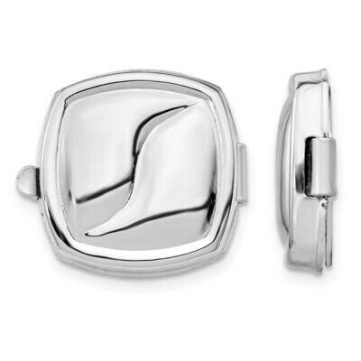 Set/2 Square Wavy Button Covers Sterling Silver Rhodium-plated QQ615, MPN: QQ615, 886774011547