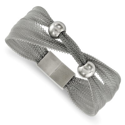 Bead Mesh 7 Inch Bracelet Stainless Steel Polished SRB2165-7 by Chisel, MPN: SRB2165-7, 191101014772