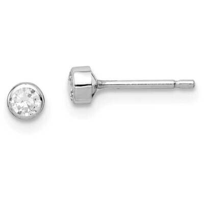 3mm CZ Diamond Bezel Post Earrings 14k White Gold SE2862 by Madi K, MPN: SE2862, 883957934488