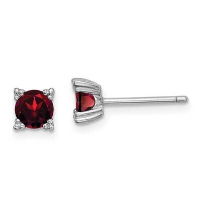 Round 5mm Garnet Post Earrings Sterling Silver Rhodium-plated QE15116GA, MPN: QE15116GA, 1911018446…