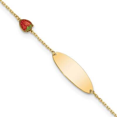 Enameled Strawberry Baby Id 5.5 Inch with .5 Inch Extender Bracelet 5.5 Inch 14k Gold BID118-5.5, M…