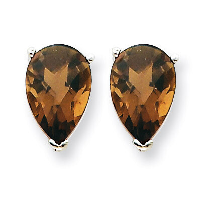 9x6 Pear Smokey Quartz Earrings 14k White Gold XE82WCQ, MPN: XE82WCQ, 883957104003