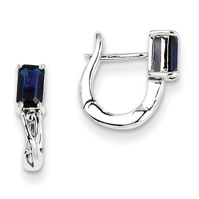Sapphire Hinged Hoop Earrings Sterling Silver Rhodium-plated QE9959S, MPN: QE9959S, 883957435039