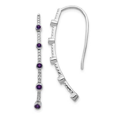 Amethyst Earrings 14k White Gold Diamond EM4311-AM-020-WA, MPN: EM4311-AM-020-WA, 191101838286