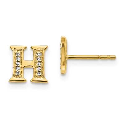 Initial H Earrings 14k Gold Diamond EM4170H-006-YA, MPN: EM4170H-006-YA, 883957376646
