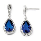 Cheryl M Dark Blue Spinel Post Dangle Earrings Sterling Silver Cubic Zirconia QCM793, MPN: QCM793, …