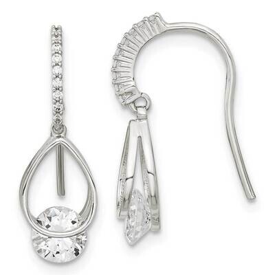 Fancy CZ Diamond Dangle Earrings Sterling Silver Rhodium-Plated QE16216, MPN: QE16216, 196904168257