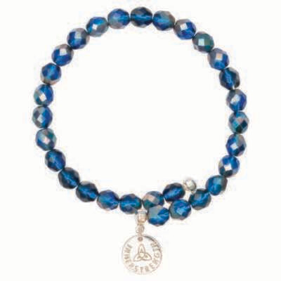 Nikki Lissoni Bangle with Blue Facet Round Glass Beads of 8mm with One Fixed Charm Inner Strength S…