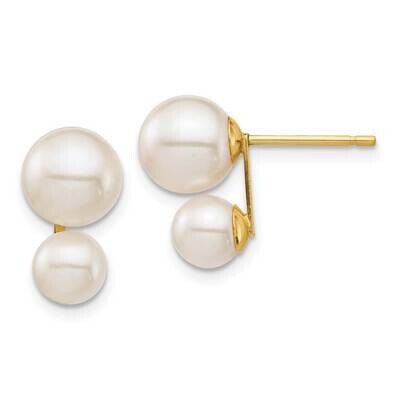 5 &amp; 7mm White Round Freshwater Cultured Double Pearl Post Earrings 14k Gold XF698E, MPN: XF698E, 88…
