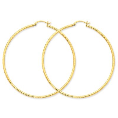 2mm Round Tube Hoop Earrings 14k Gold Diamond-cut TC240, MPN: TC240, 883957289175