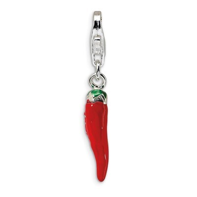 Red Enamel Pepper Charm Sterling Silver QCC355 by Amore La Vita, MPN: QCC355, 883957333120
