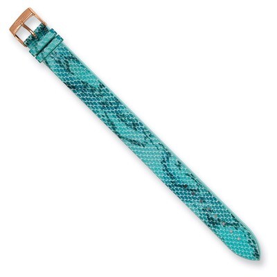 Moog Light &amp; Dark Aqua Python Texture Calf Leather Watch Band - Rose-plated, MPN: PY-16RG,