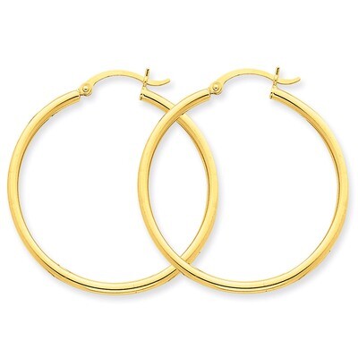 2mm Round Hoop Earrings 14k Gold Polished T913, MPN: T913, 883957287386