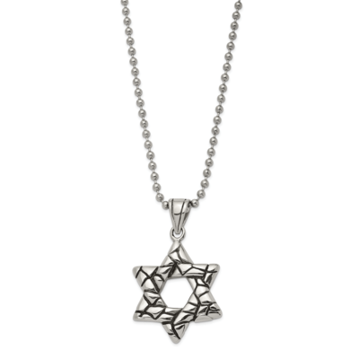 Polished Star of David Necklace Stainless Steel Antiqued SRN1130-24 by Chisel, MPN: SRN1130-24, 886…