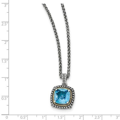 Light Swiss Blue Topaz Necklace Sterling Silver &amp; 14k Gold QTC1326, MPN: QTC1326, 886774378787