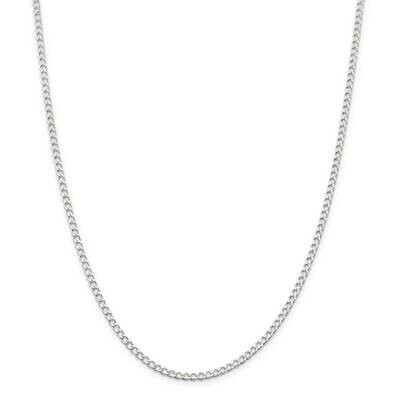 3.5mm Open Diamond-Cut Curb Chain 28 Inch Sterling Silver QPE30-28, MPN: QPE30-28,