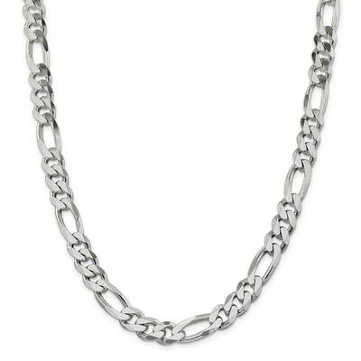 10.75mm Figaro Chain 30 Inch Sterling Silver QFG300-30, MPN: QFG300-30,