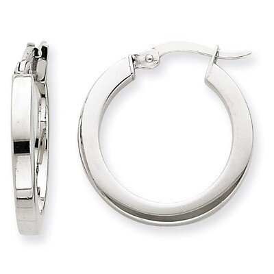 Square Tube Hoop Earrings 14k White Gold XWE120, MPN: XWE120, 886774731339