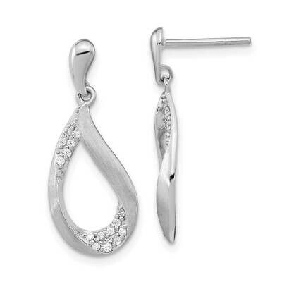 CZ Diamond Teardrop Dangle Post Earrings Sterling Silver Rhodium-Plated QE15721, MPN: QE15721, 1969…