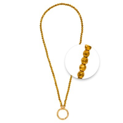 Nikki Lissoni Necklace with Dark Gold Facet Round Pyrite Beads of 4mm with Gold-Plated Oring Closur…