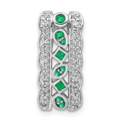 Emerald Fancy Chain Slide 14k White Gold Diamond PM3852-EM-020-WA, MPN: PM3852-EM-020-WA, 883957490…