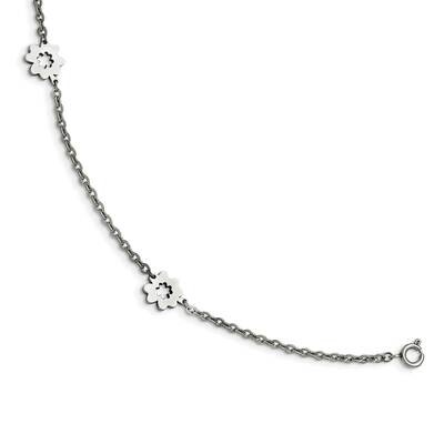 Flowers with 1 Inch Extension Anklet Stainless Steel Polished SRA106-9 by Chisel, MPN: SRA106-9, 88…