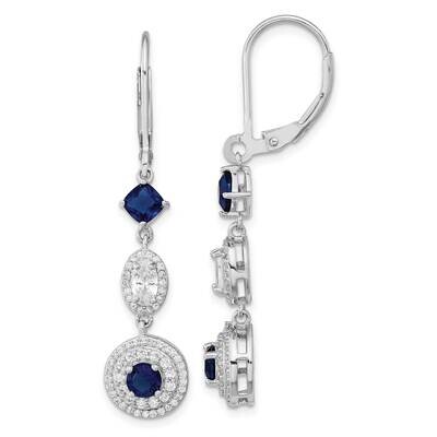 Cheryl M Ss Rhod-Plated Blue Glass and CZ Diamond Leverback Earrings QCM1512, MPN: QCM1512, 8839577…