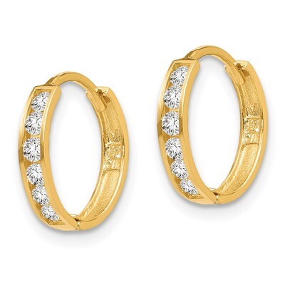 Synthetic Diamond Hinged Hoop Earrings - 14k Gold SE2379 by Madi K, MPN: SE2379, 883957483887