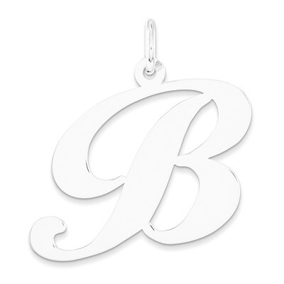 Large Fancy Script Initial B Charm 14k White Gold YC655B, MPN: YC655B, 191101634604