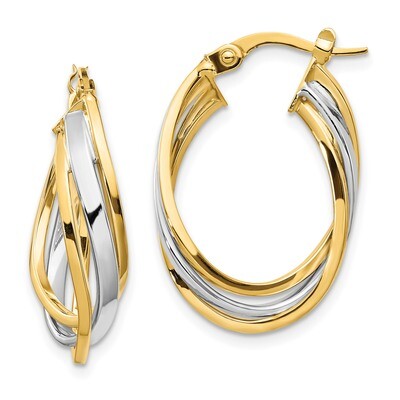 Leslie&#39;s Polished Oval Hoop Earrings 14k Two-tone Gold HB-LE1845, MPN: LE1845, 191101736629
